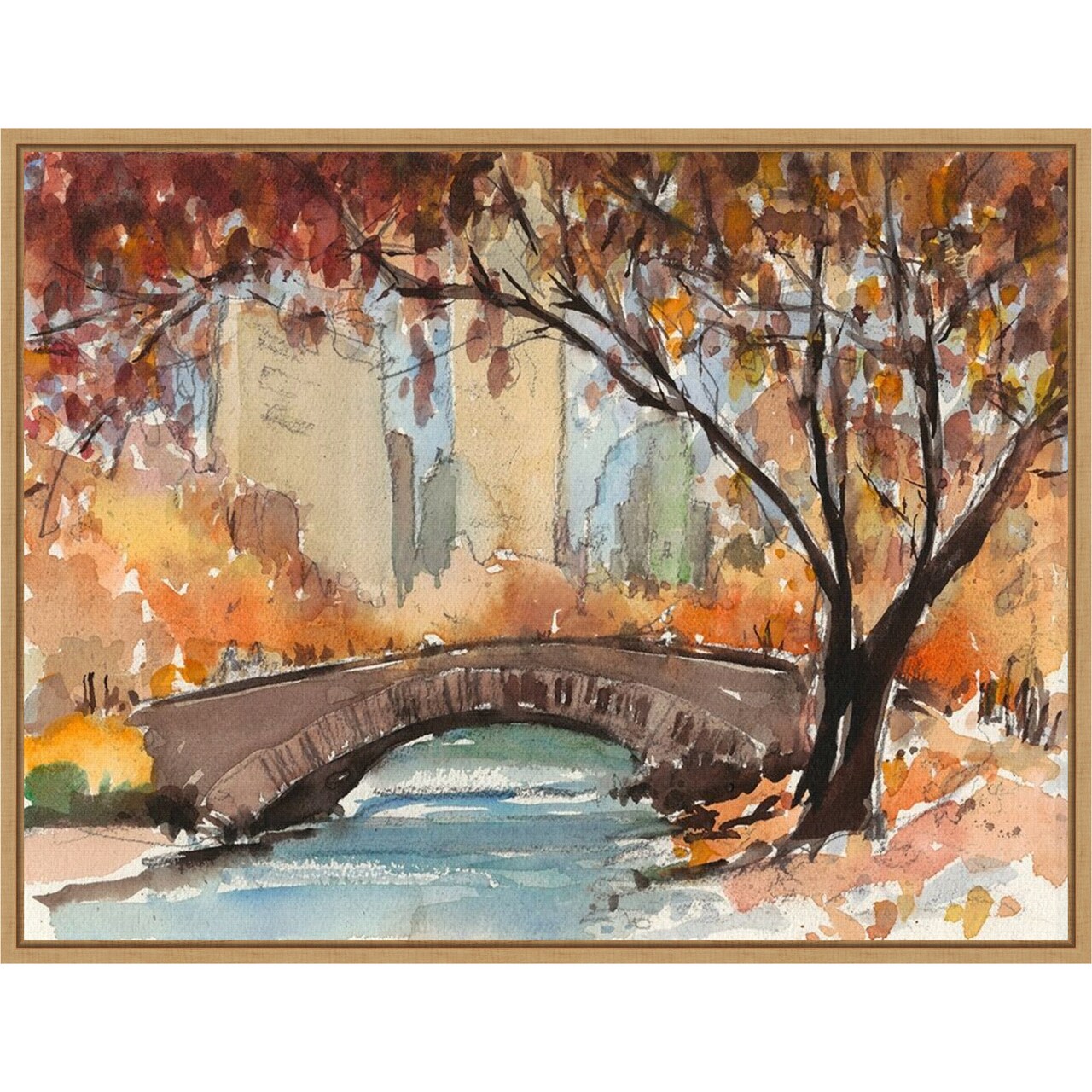 Autumn in New York - Study I by Samuel Dixon Canvas Wall Art Print Framed in Natural